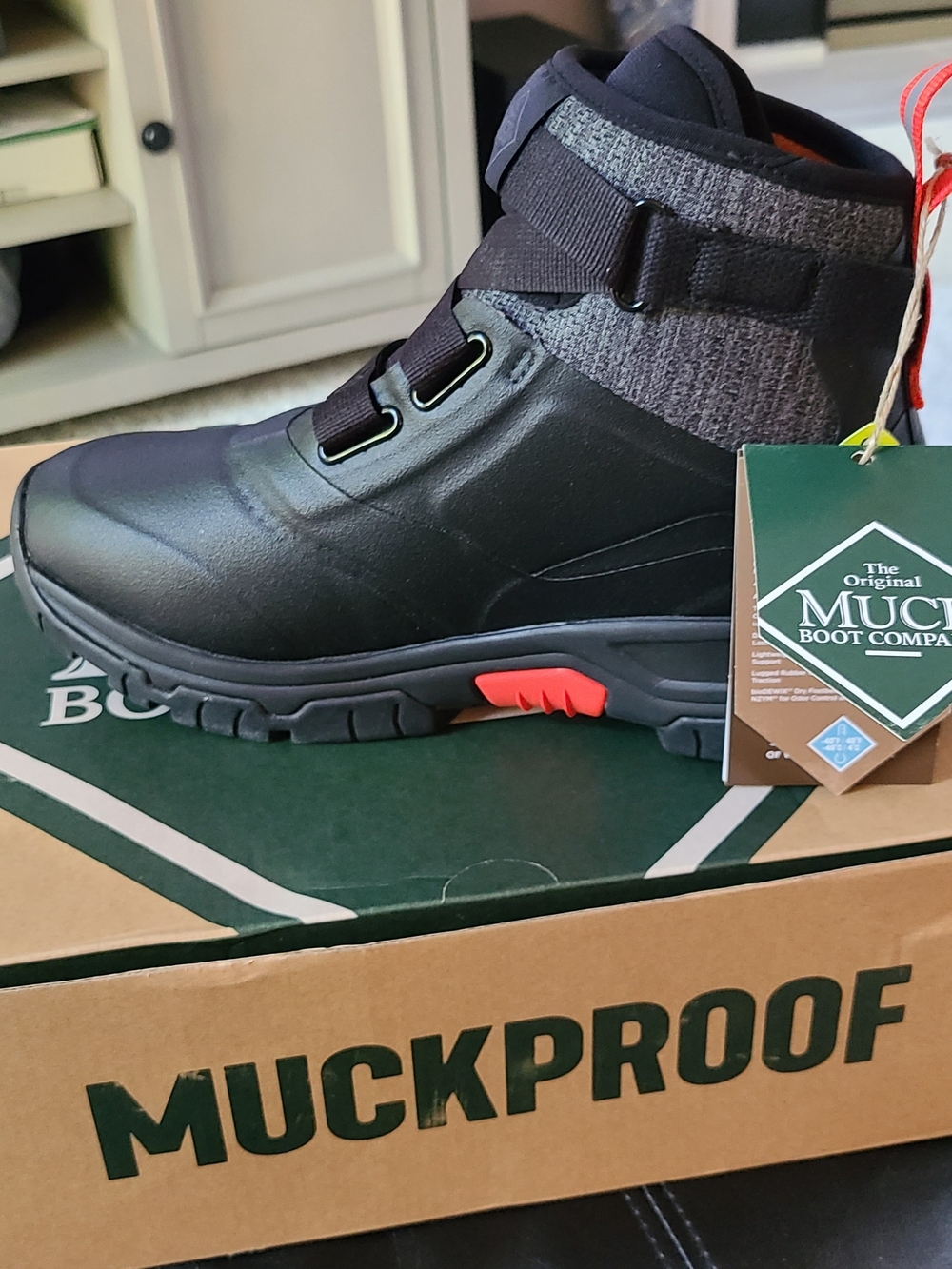 Muck Boot Company Mens Black Lace-Up Waterproof Boots Size 8